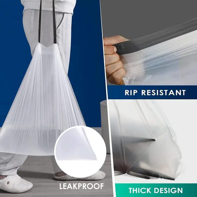 Alt view image 4 of 7 - Mini 1 Gallon White Drawstring Trash Bags,100 Count