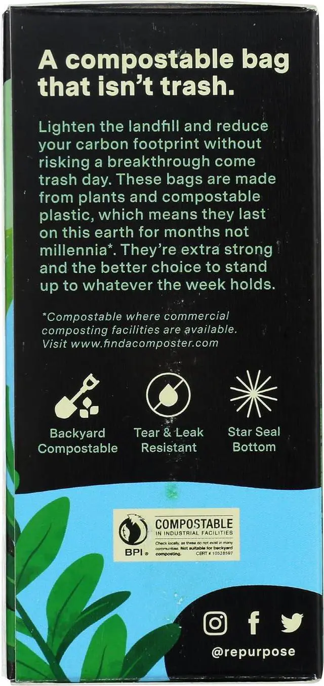 Alt view image 7 of 7 - Repurpose Compostable 3 Gallon Food Scrap Bags, 25 CT