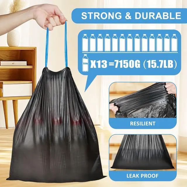Alt view image 5 of 7 - 4 Gallon Trash Bags Drawstring, 120 Count Small Garbage Bags