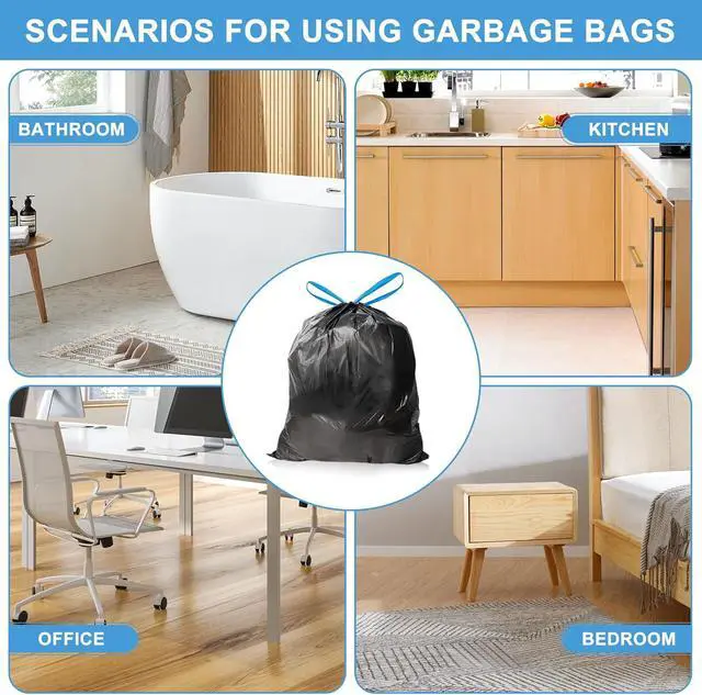 Alt view image 7 of 7 - 4 Gallon Trash Bags Drawstring, 120 Count Small Garbage Bags