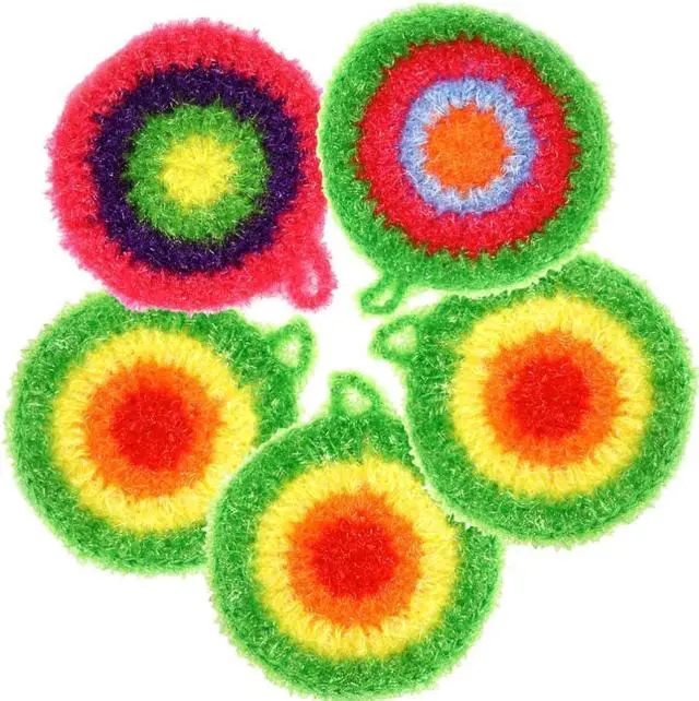 Main image of 5Pcs Dish Sponge Cleaning Scrubber, 6.3in Round Polyester Dishwashing Swedish Sponges Cloth, Non Scratch and Odorless, Reusable Foam Cleaning Cloths, Hangable Kitchen Housework Scouring Pad