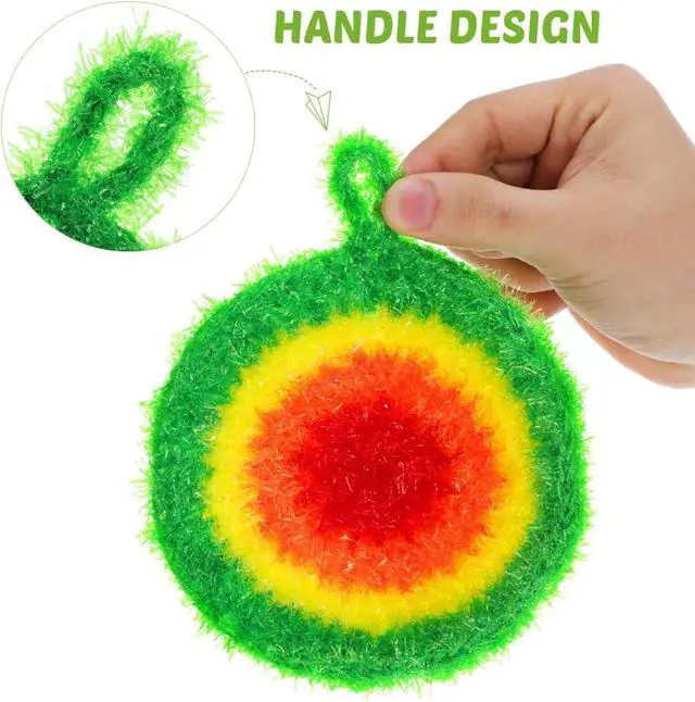 Alt view image 4 of 7 - 5Pcs Dish Sponge Cleaning Scrubber, 6.3in Round Polyester Dishwashing Swedish Sponges Cloth, Non Scratch and Odorless, Reusable Foam Cleaning Cloths, Hangable Kitchen Housework Scouring Pad