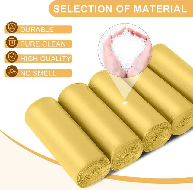 Alt view image 4 of 6 - Strengthened 2.6 Gallon Small Trash Bags, 5 Rolls 100 Count, Golden