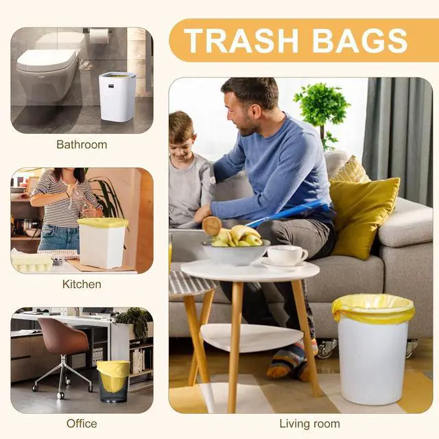 Alt view image 6 of 6 - Strengthened 2.6 Gallon Small Trash Bags, 5 Rolls 100 Count, Golden