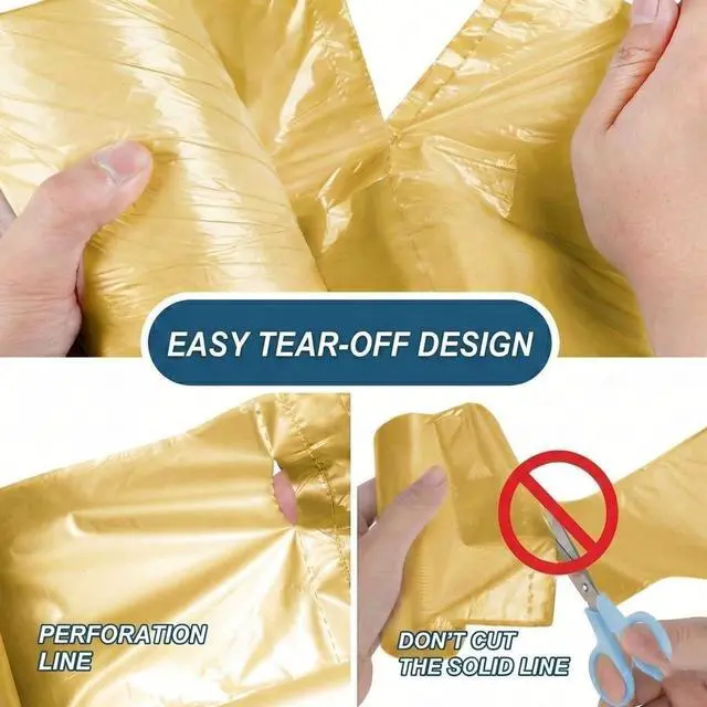 Alt view image 3 of 6 - Heavy Duty 2.6 Gallon Small Trash Bags, 100 Count (5 Rolls), Gold