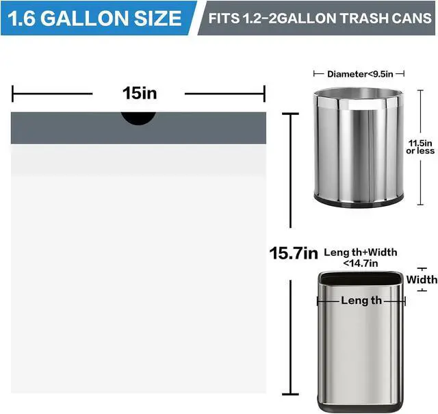 Alt view image 3 of 6 - 1.6 Gallon Mini Trash Bags 120 Count Drawstring White Unscented