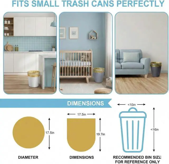 Alt view image 4 of 6 - Heavy Duty 2.6 Gallon Small Trash Bags, 100 Count (5 Rolls), Gold