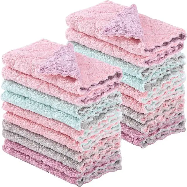 Main image of GADIEDIE 20 Pack Kitchen Dish Cloths Dish Towels,Super Absorbent Coral Fleece Cloth,Premium Cleaning Cloth,Nonstick Oil Washable Fast Drying Dish Rags for Clean Table,Dish,Glass5Colors 6"x10"