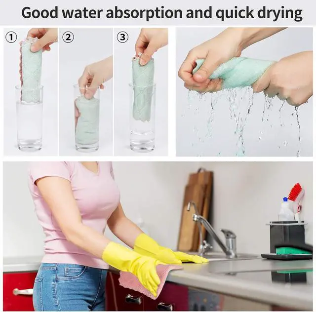 Alt view image 4 of 6 - GADIEDIE 20 Pack Kitchen Dish Cloths Dish Towels,Super Absorbent Coral Fleece Cloth,Premium Cleaning Cloth,Nonstick Oil Washable Fast Drying Dish Rags for Clean Table,Dish,Glass5Colors 6"x10"
