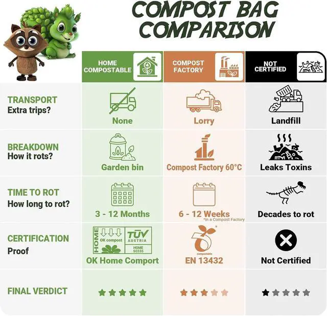 Alt view image 3 of 7 - 120 Bags 1.6 Gallon (6L) | Tie Handle Compostable Food Waste Bags | BPI Certified Kitchen Countertop Compost Bin Liners | Extra Strong Biodegradable Caddy Bags | Generation earth