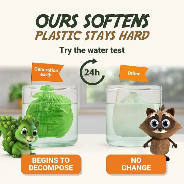 Alt view image 7 of 7 - 120 Bags 1.6 Gallon (6L) | Tie Handle Compostable Food Waste Bags | BPI Certified Kitchen Countertop Compost Bin Liners | Extra Strong Biodegradable Caddy Bags | Generation earth