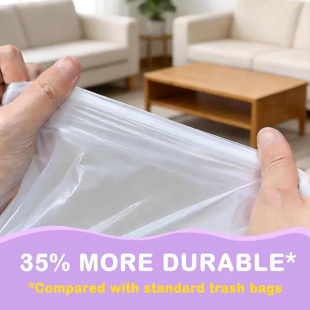 Alt view image 2 of 7 - 100Ct 4 Gallon Small Trash Bags, Lavender Garbage Bags, Scented Trash Bags, Odor Resistant with Drawstring