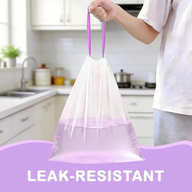 Alt view image 5 of 7 - 100Ct 4 Gallon Small Trash Bags, Lavender Garbage Bags, Scented Trash Bags, Odor Resistant with Drawstring