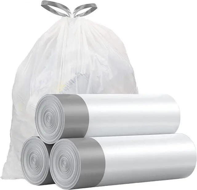 Main image of Small Trash Bags 4 Gallon - Drawstring 4 Gallon Trash Bag, Individual Unscented Small Garbage Bags, White 4 Gal Trash Can Liners Bathroom Trash Bags, 57 Count