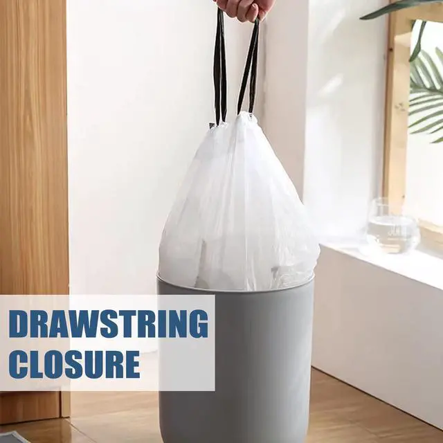 Alt view image 2 of 7 - Small Trash Bags 4 Gallon - Drawstring 4 Gallon Trash Bag, Individual Unscented Small Garbage Bags, White 4 Gal Trash Can Liners Bathroom Trash Bags, 57 Count