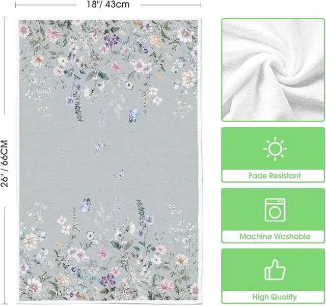 Alt view image 6 of 6 - Artoid Mode Butterfly Floral Bless Home Spring Kitchen Towels Dish Towels, 18x26 Inch Farmhouse Summer Decoration Cleaning Set of 4