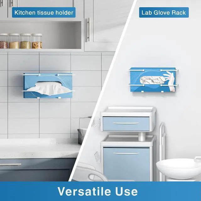 Alt view image 3 of 7 - Glove Box Dispenser Wall Mount, Metal Tissue Holder, White