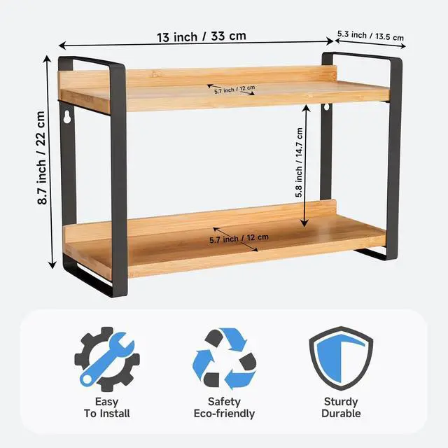 Alt view image 3 of 6 - Spice Rack,Seasoning Organizer,Spices Rack Organizer,2-Tier Organizer Shelf for Kitchen Counter, Pantry, Bathroom, Vanity & More(Black)