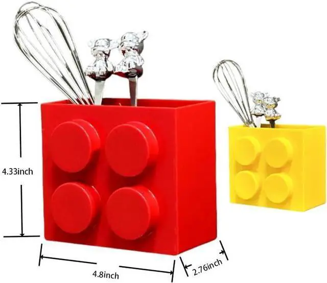 Alt view image 7 of 7 - Magnetic Basket Organizer for Fridge - Lego-Style ABS Plastic Storage Box, No Drill Design for Kitchen Counter, Microwave & Whiteboard, Holds Up to 3.5 lbs (Red)