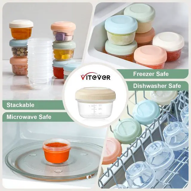 Alt view image 6 of 7 - VITEVER 8 Pack 2 oz Salad Dressing Container to Go, Small Condiment Containers with Lids for Lunch Bento Box, Reusable Plastic Snack Jars, Deli Containers, Colorful Sauce Cups, Dishwasher Safe