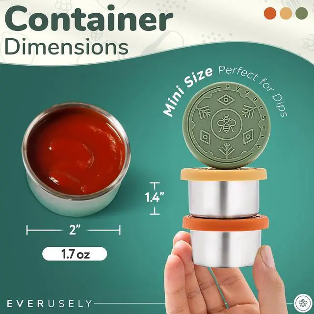 Alt view image 2 of 7 - Salad Dressing Container - 3 Pack, 1.7 oz, Muted - Stainless Steel Cups