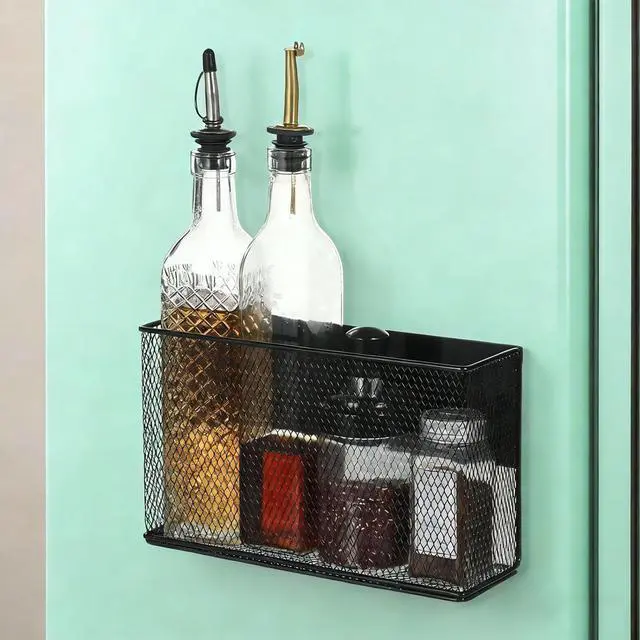 Main image of Magnetic Fridge Shelf,10x6x3in Magnetic Fridge Baskets Shelf Bins Organizer Holder Storage Rack Containers Spice Racks for Kitchen Fridge School Whiteboard Locker