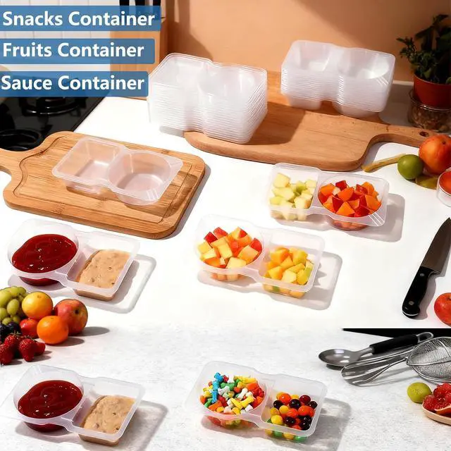 Alt view image 2 of 7 - 10 Pack Meal Prep Containers | 2 Compartment Snack Containers with Lids