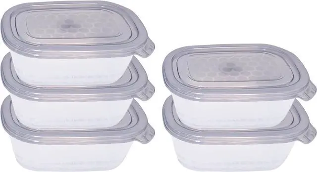 Main image of Neez 5 Pack 17oz Plastic Food Storage Containers with Lids (2 Cups) - Small Freezer Storage Containers- Ideal For Snacks & Meal Prep - BPA Free, Reusable, Microwavable & Dishwasher Safe