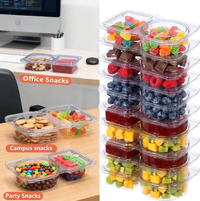 Alt view image 7 of 7 - 10 Pack Meal Prep Containers | 2 Compartment Snack Containers with Lids