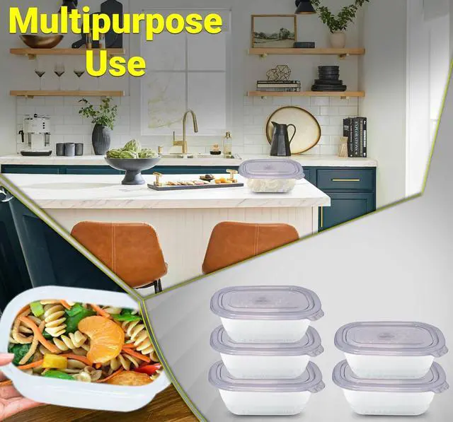 Alt view image 7 of 7 - Neez 5 Pack 17oz Plastic Food Storage Containers with Lids (2 Cups) - Small Freezer Storage Containers- Ideal For Snacks & Meal Prep - BPA Free, Reusable, Microwavable & Dishwasher Safe