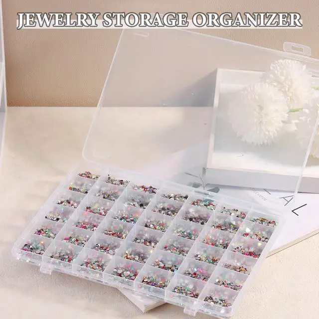 Alt view image 3 of 5 - SUTOKAKA 42 Grids Clear Plastic Jewelry Organizer Box