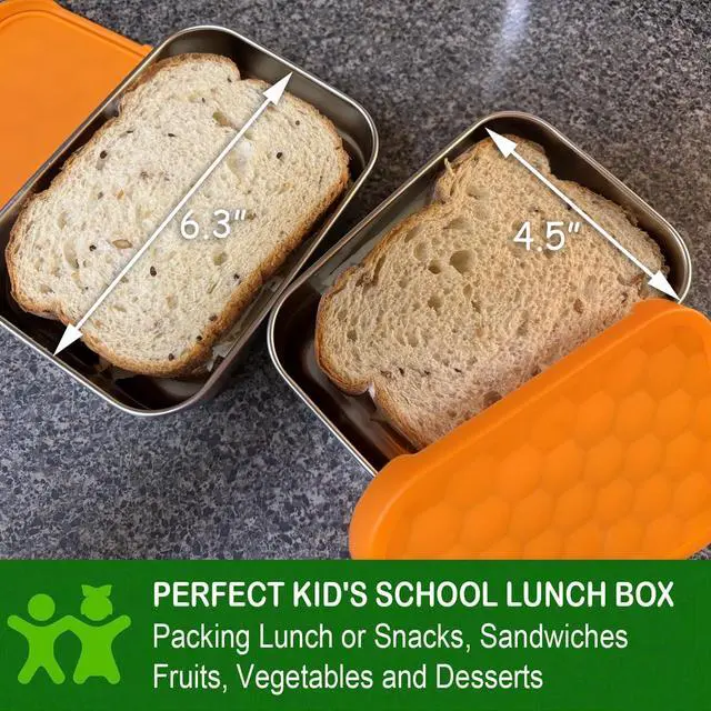 Alt view image 2 of 7 - AORAKI Stainless Steel Containers with Lids, Lunch Box Container with Leak Resistant Silicone Lid, Food Storage Bento Box for Snacks, Sandwiches, Fruits, Vegetables, 25oz