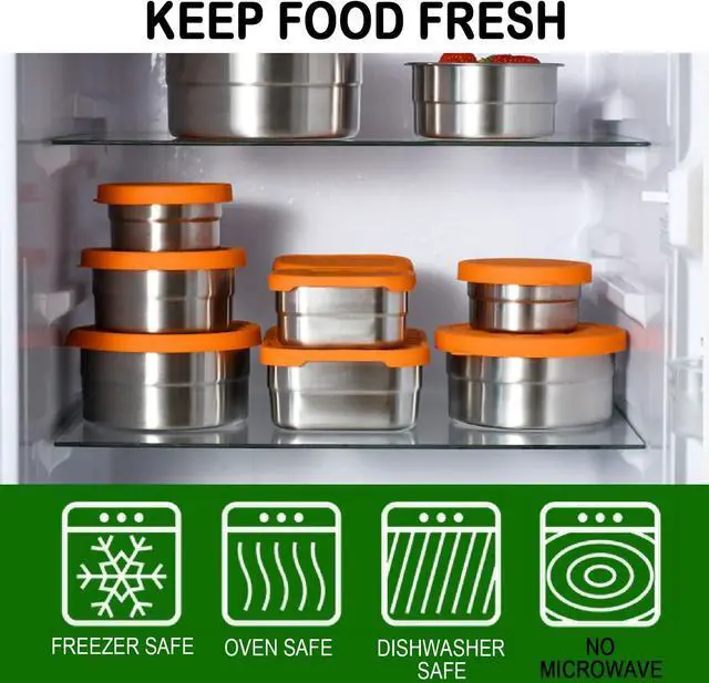 Alt view image 6 of 7 - AORAKI Stainless Steel Containers with Lids, Lunch Box Container with Leak Resistant Silicone Lid, Food Storage Bento Box for Snacks, Sandwiches, Fruits, Vegetables, 25oz