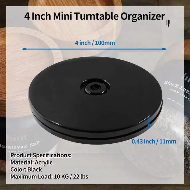 Alt view image 2 of 7 - Bivethoi 4 Inch Turntable Mini Organizer, Black Rotating Tray, 2 Pack