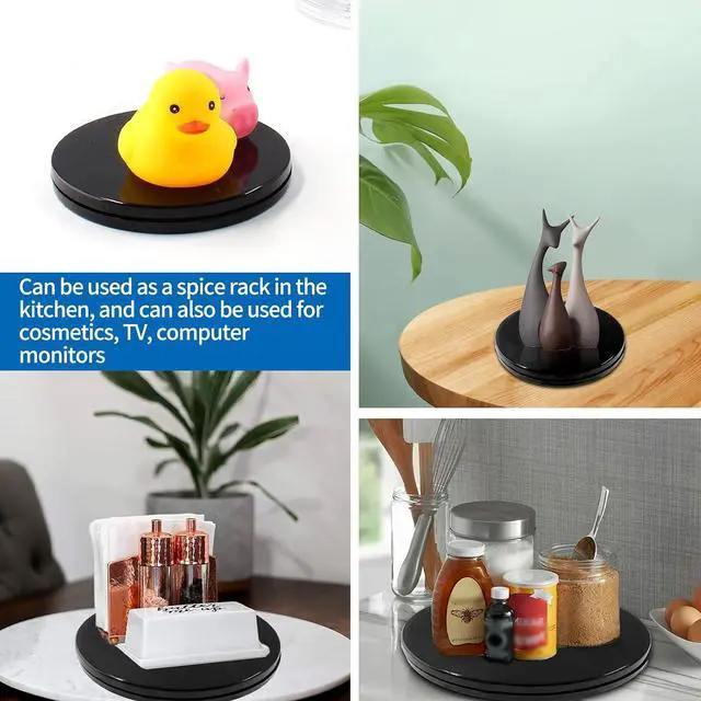 Alt view image 3 of 7 - Bivethoi 4 Inch Turntable Mini Organizer, Black Rotating Tray, 2 Pack