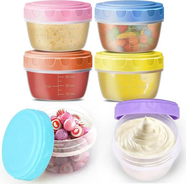 Main image of QUMMFA Portable Salad Dressing Containers 6 Pack 2.7 OZ, Leakproof BPA-Free Reusable Condiment Cup with Lids, Microwave Dishwasher Safe for Lunch Box