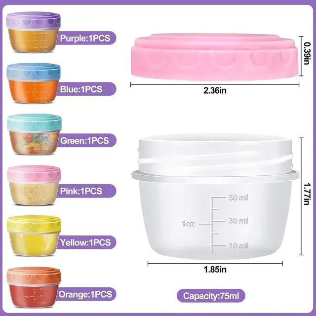 Alt view image 2 of 7 - QUMMFA Portable Salad Dressing Containers 6 Pack 2.7 OZ, Leakproof BPA-Free Reusable Condiment Cup with Lids, Microwave Dishwasher Safe for Lunch Box