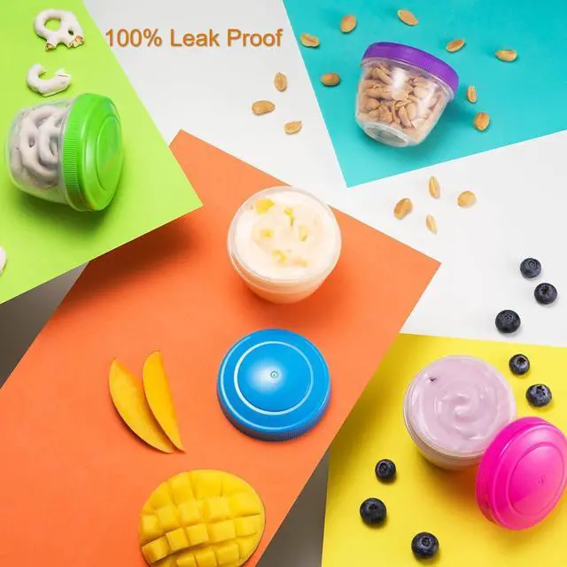 Alt view image 5 of 7 - Snack Containers (4 Set) - 4.75 Oz Small Food Storage Cups with Lids - Fruit, Nuts, Sauce, Condiments & Salad Container for Lunch Box - Reusable Dessert Cups, Microwave & Freezer Friendly, BPA-free