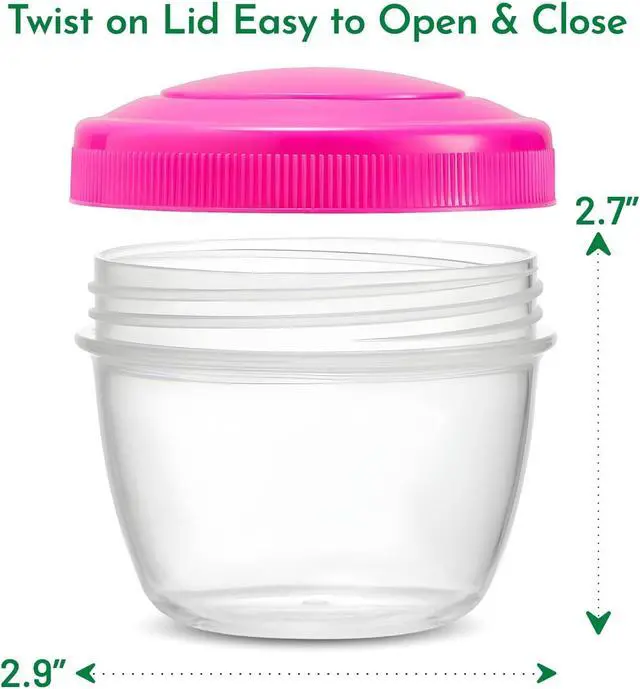 Alt view image 6 of 7 - Snack Containers (4 Set) - 4.75 Oz Small Food Storage Cups with Lids - Fruit, Nuts, Sauce, Condiments & Salad Container for Lunch Box - Reusable Dessert Cups, Microwave & Freezer Friendly, BPA-free