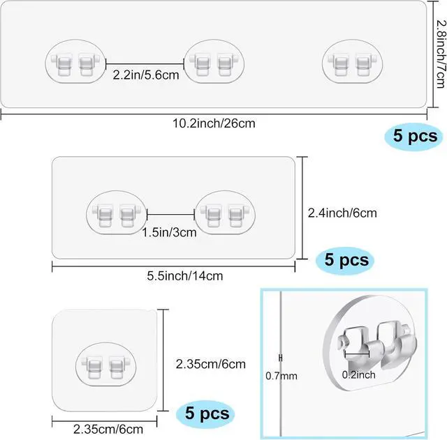 Alt view image 2 of 7 - vivinin 15 Pack Shower Caddy Adhesive Replacement, Shower Shelf Adhesive No Drilling, Adhesive Hooks for Showe Caddy, Soap Holder, and Kitchen Racks