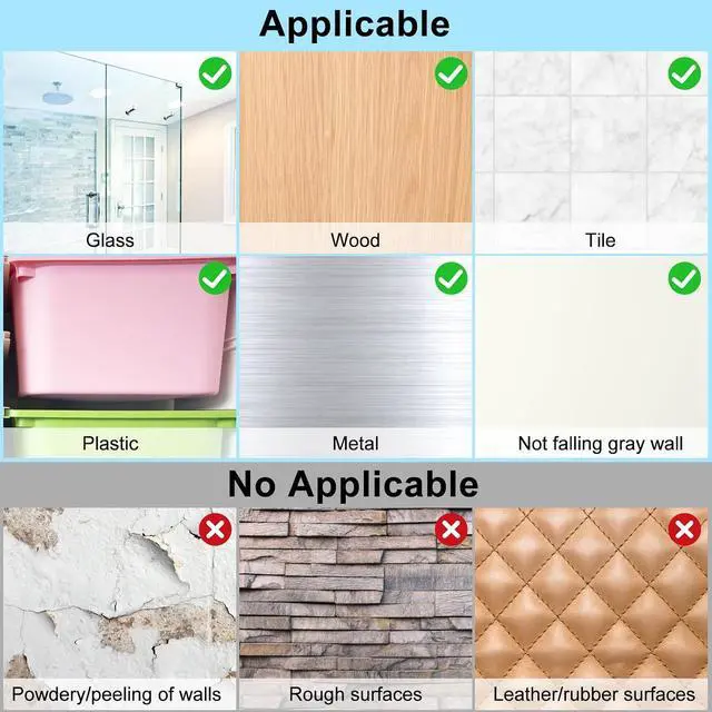 Alt view image 3 of 7 - vivinin 15 Pack Shower Caddy Adhesive Replacement, Shower Shelf Adhesive No Drilling, Adhesive Hooks for Showe Caddy, Soap Holder, and Kitchen Racks