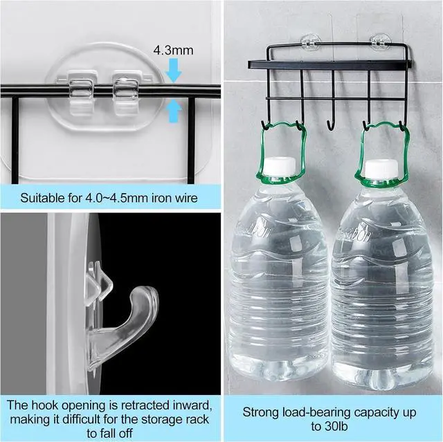 Alt view image 5 of 7 - vivinin 15 Pack Shower Caddy Adhesive Replacement, Shower Shelf Adhesive No Drilling, Adhesive Hooks for Showe Caddy, Soap Holder, and Kitchen Racks