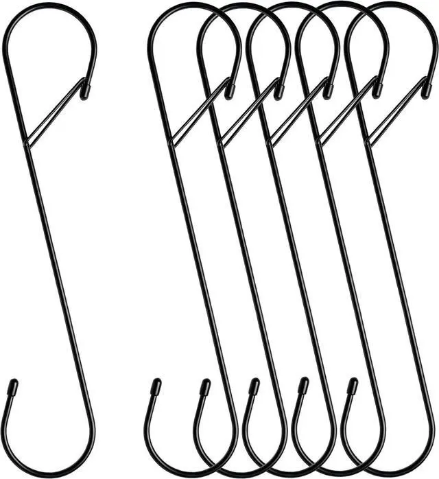 Main image of 6Pcs S Hooks Hanging 12 inch Heavy Duty Large S Hooks with Safety Buckle, Long S Hook for Hanging Plant, Utility Hooks, Long Heavy Duty Hanging Hooks for Kitchen, Bathroom, Garden, Indoor, Outdoor