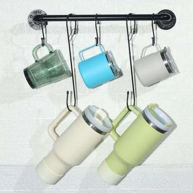 Alt view image 5 of 7 - 6Pcs S Hooks Hanging 12 inch Heavy Duty Large S Hooks with Safety Buckle, Long S Hook for Hanging Plant, Utility Hooks, Long Heavy Duty Hanging Hooks for Kitchen, Bathroom, Garden, Indoor, Outdoor