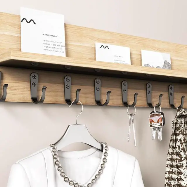 Alt view image 6 of 7 - BREYDROK 20-Pack Coat Hooks for Hanging, Heavy Duty Black Metal Wall Hooks