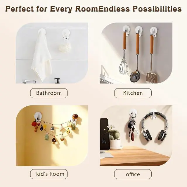Alt view image 4 of 7 - Removable Adhesive Wall Hooks, Heavy Duty Damage-Free Hanging Holds up to 2.2 lbs, 12-Pack with Strips, No Drilling Hangers for Pictures, Christmas Garland, Stockings, Keys, Hats, Lights & Home Decor