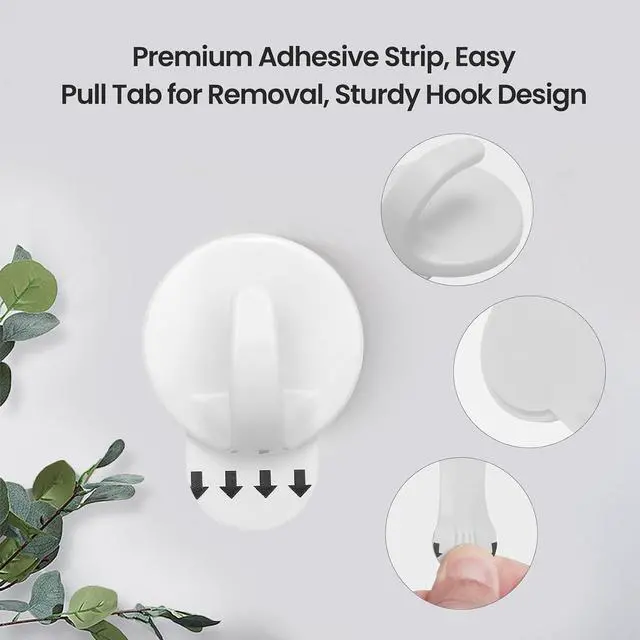 Alt view image 5 of 7 - Removable Adhesive Wall Hooks, Heavy Duty Damage-Free Hanging Holds up to 2.2 lbs, 12-Pack with Strips, No Drilling Hangers for Pictures, Christmas Garland, Stockings, Keys, Hats, Lights & Home Decor