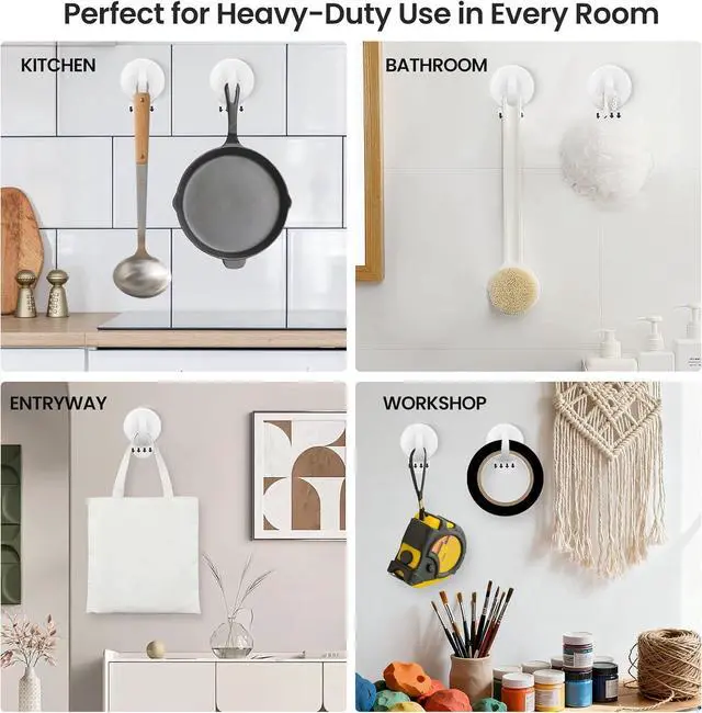 Alt view image 6 of 7 - Removable Adhesive Wall Hooks, Heavy Duty Damage-Free Hanging Holds up to 2.2 lbs, 12-Pack with Strips, No Drilling Hangers for Pictures, Christmas Garland, Stockings, Keys, Hats, Lights & Home Decor