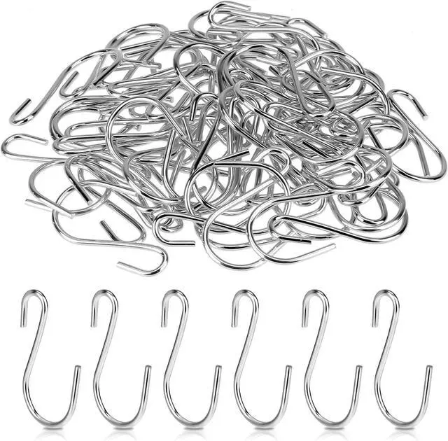 Main image of Mozeat Lens 60 PCS S Hooks for Hanging 1 Inch Metal Hanging Hooks Mini S Hooks S Shaped Iron Wire Hook Hanger for Hanging Jewelry Small Kitchenware Potted Plants, Silver