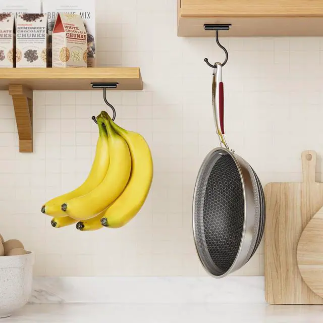 Alt view image 2 of 7 - Banana Hook Under Cabinet Adhesive, Under Counter Banana Hanger, Black